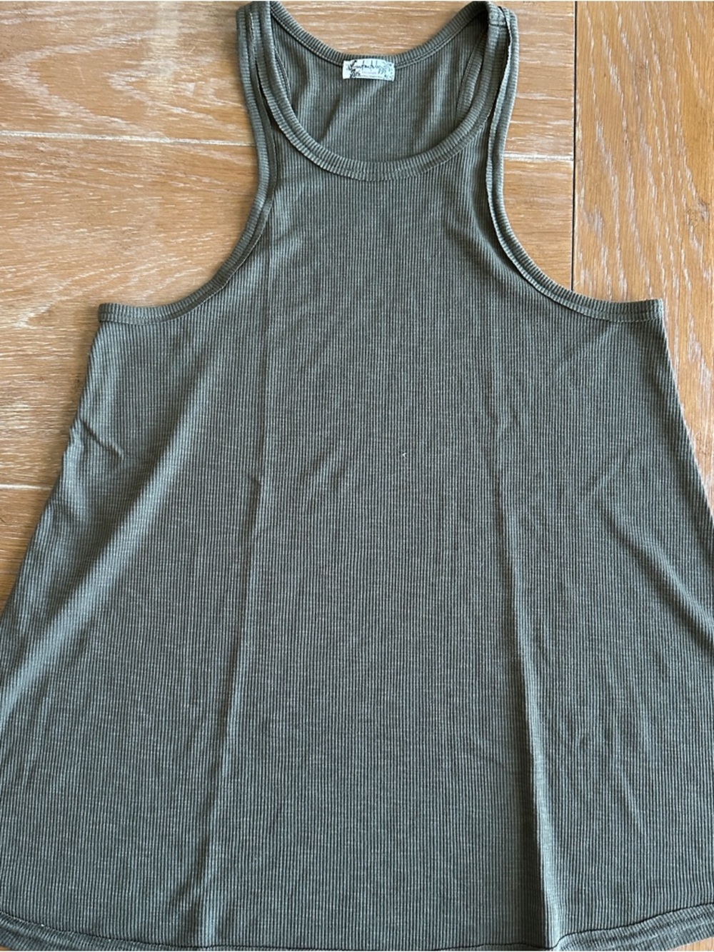 Free People Olive Green Ribbed Tank Top